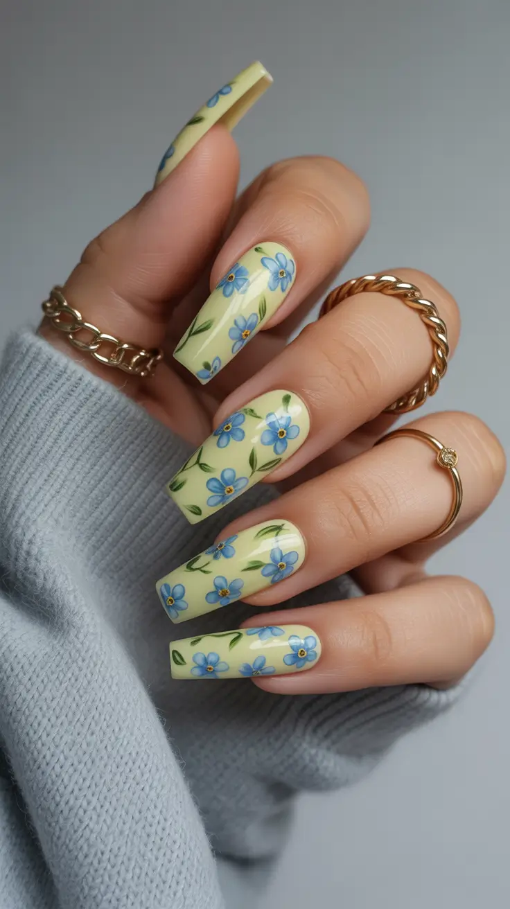 Floral Nail Ideas to Bloom in Summer 2025+Meadowcore Blues
