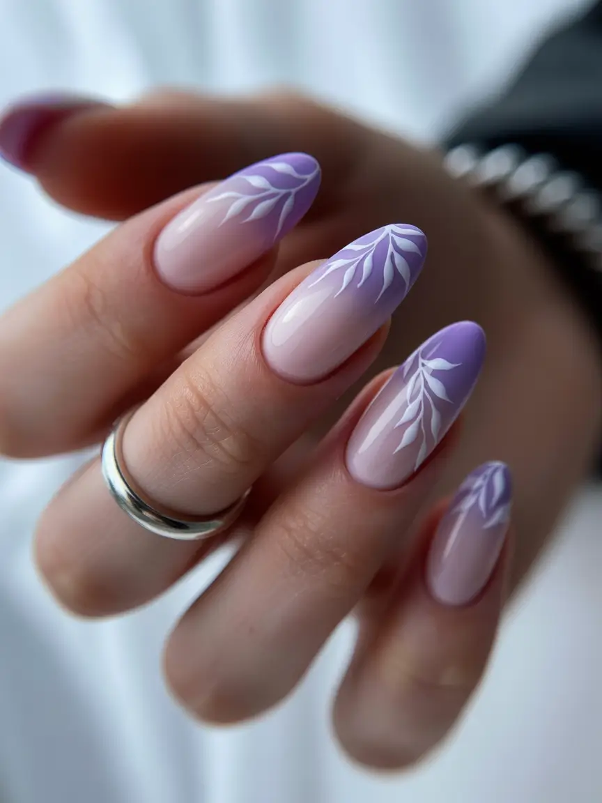 Floral Nail Ideas to Bloom in Summer 2025+Lavender Mist with Whispered Petals