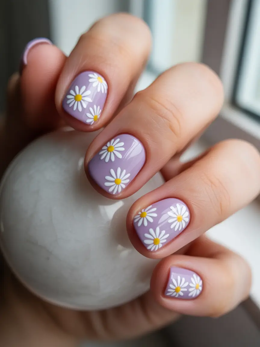 Floral Nail Ideas to Bloom in Summer 2025+Lavender Daisy Days