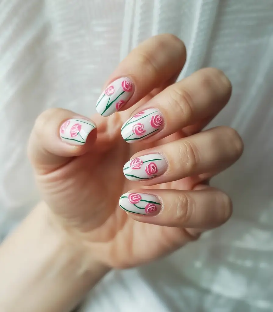 Floral Nail Ideas to Bloom in Summer 2025+Vintage Rose Whispers