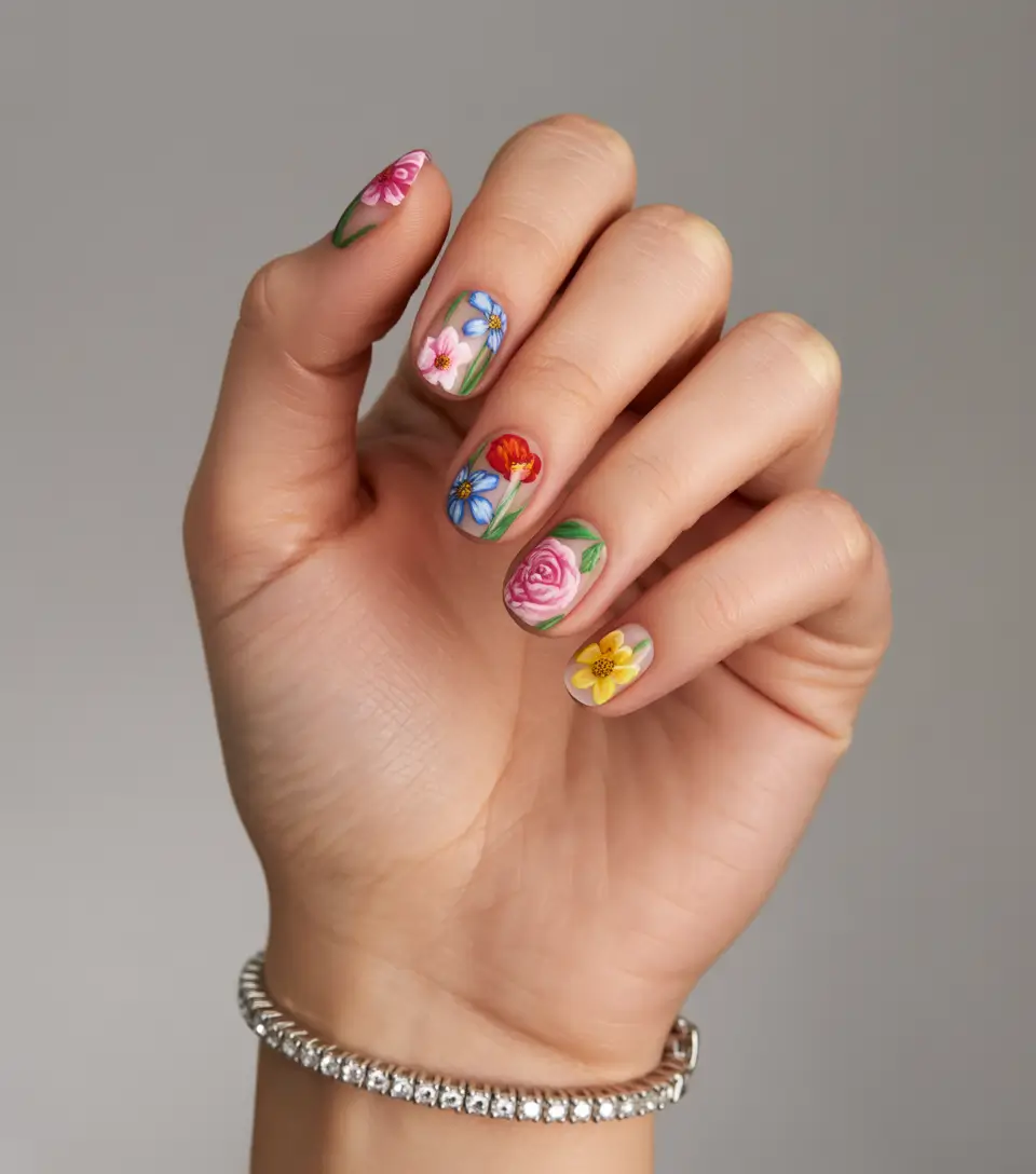 Floral Nail Ideas to Bloom in Summer 2025+Bold Bloom Mashup