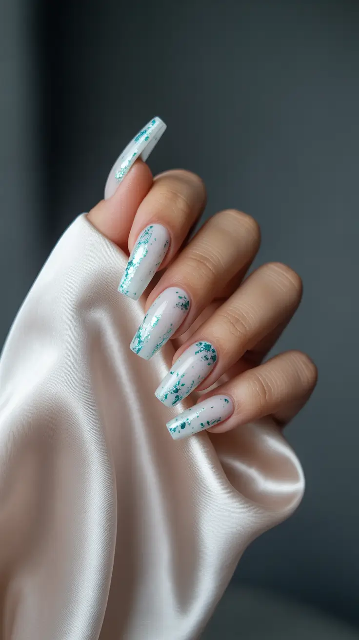 Floral Nail Ideas to Bloom in Summer 2025+Mint & Glitter Petalwash