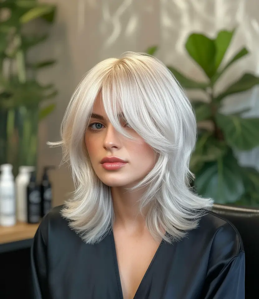 August haircuts+Modern Layers with Ice Platinum Drama