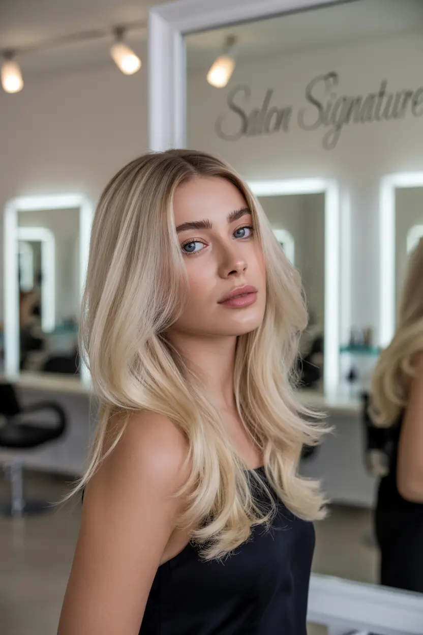 Fall hair color+Light Gold Luxe with a Power Blowout