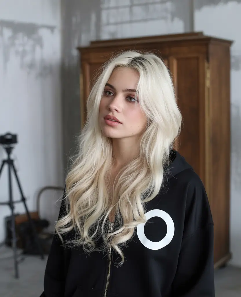 Fall hair color+Frosty Pearl Blonde with Loose Texture