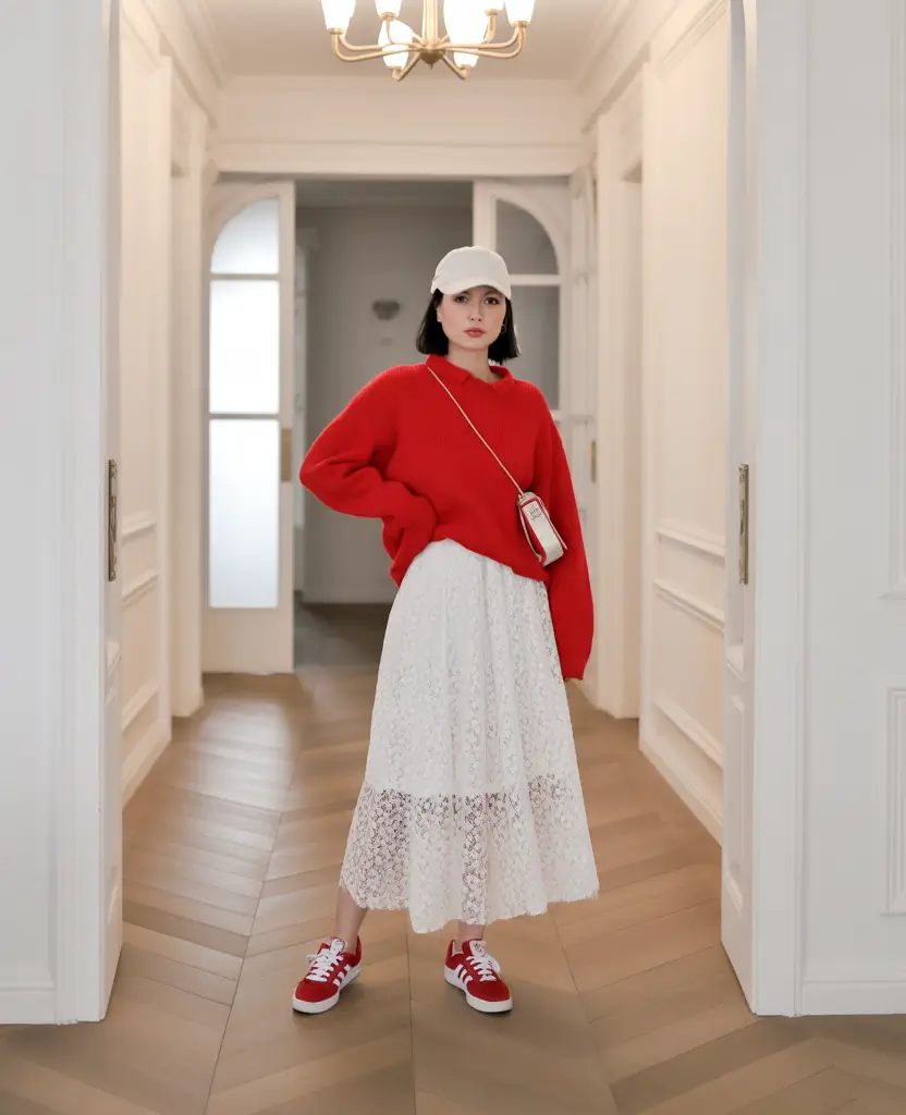 fall skirt outfits Lace Layers with a Streetwear Twist
