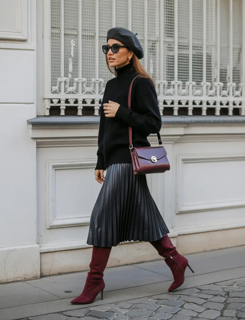 fall skirt outfits Parisian Chic in Texture and Tone