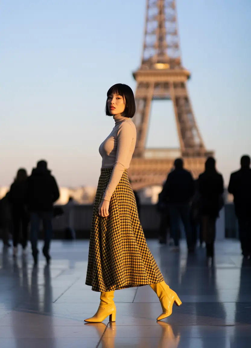 fall skirt outfits Checkerboard Classic with a Twist