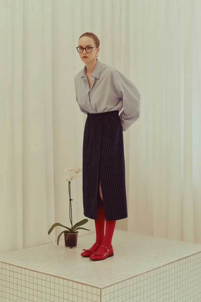 fall skirt outfits Preppy Modernism in Red Socks