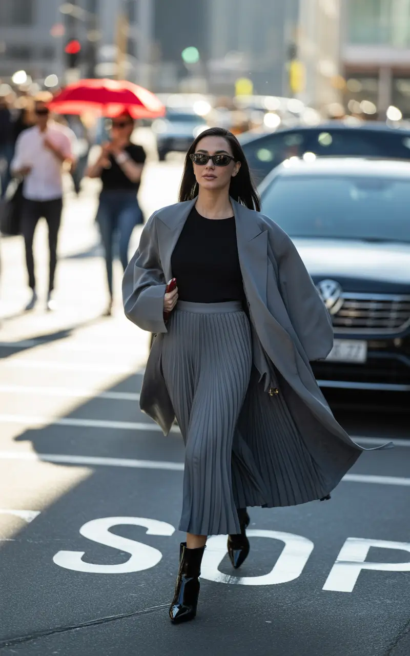 fall skirt outfits City Grey with a Slick Edge