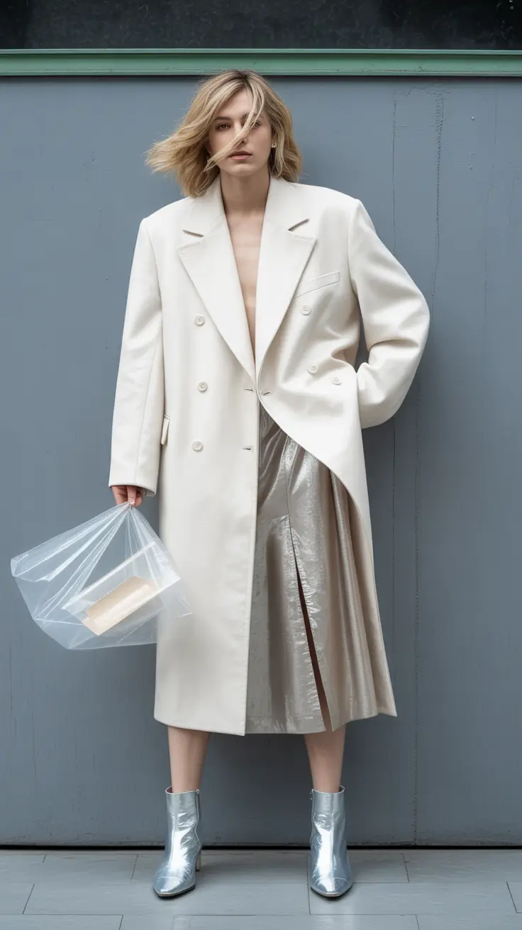 fall skirt outfits Metallic Moves in Monochrome Neutrals