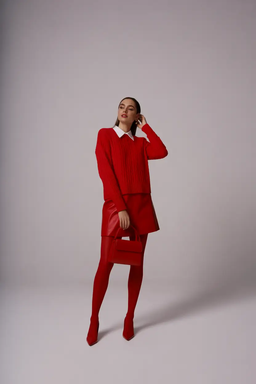 fall skirt outfits Red All Over: The Monochrome Mood