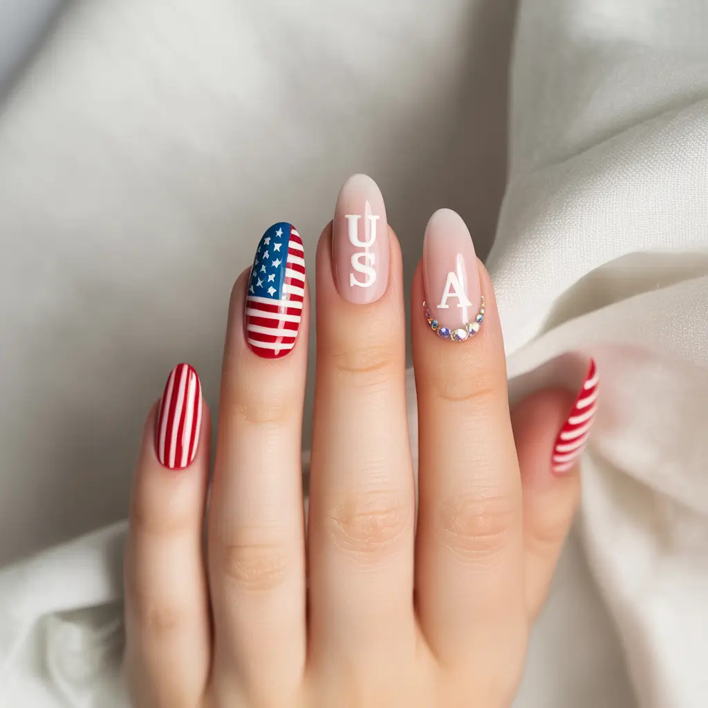 Inspired Nail Designs for July 4th 2025 - Minimal Stars & Lettering Chic