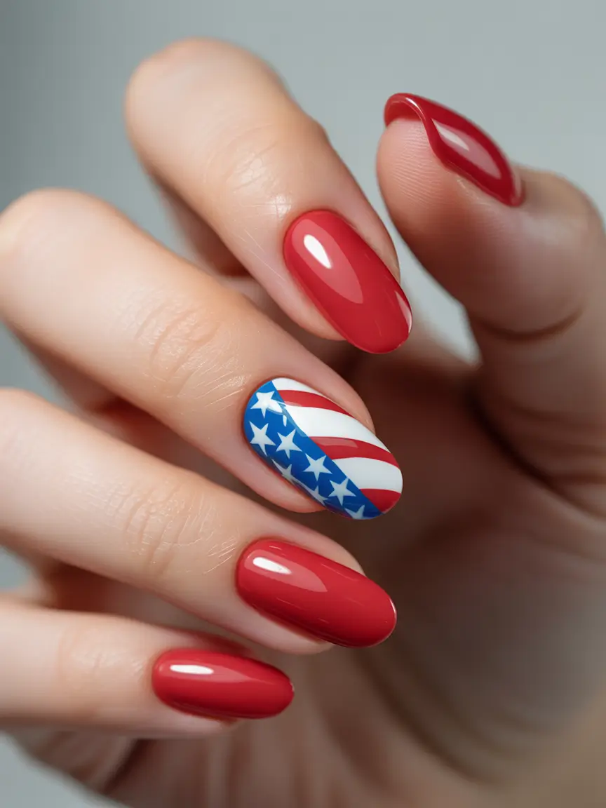 Inspired Nail Designs for July 4th 2025 Star Stripe Accent: Chic with a Side of Statement