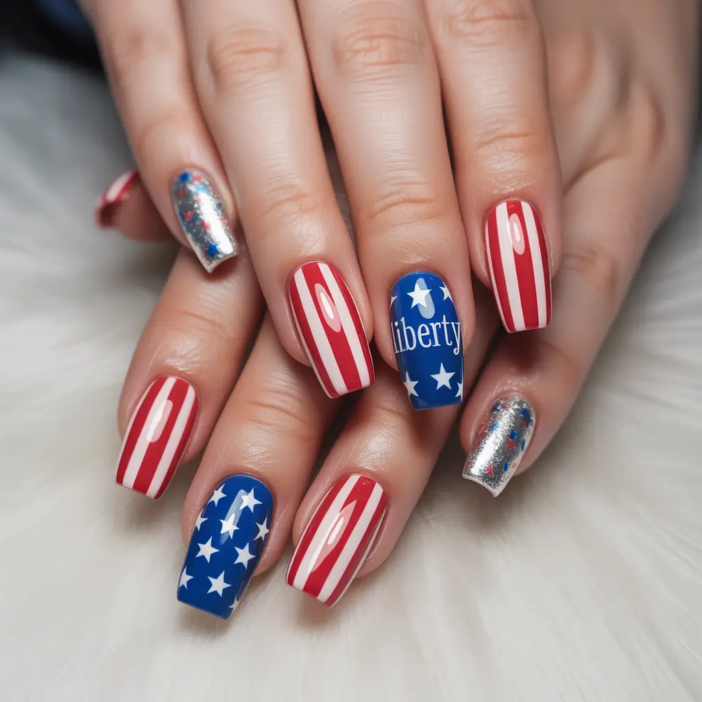 July 2025 Nails You’ll Want to Copy - Stars, Stripes, & Silver Stunners