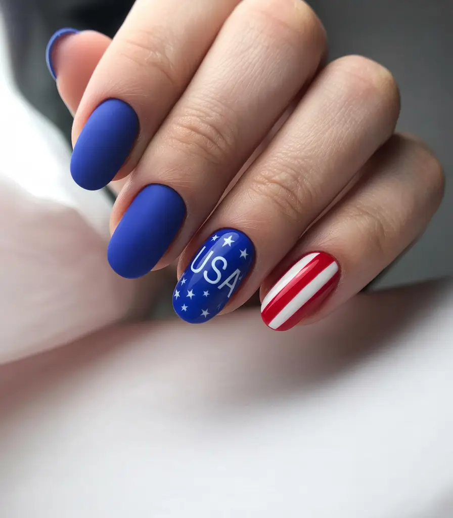 July 2025 Nails You’ll Want to Copy Classic Patriot With a Modern Matte Twist