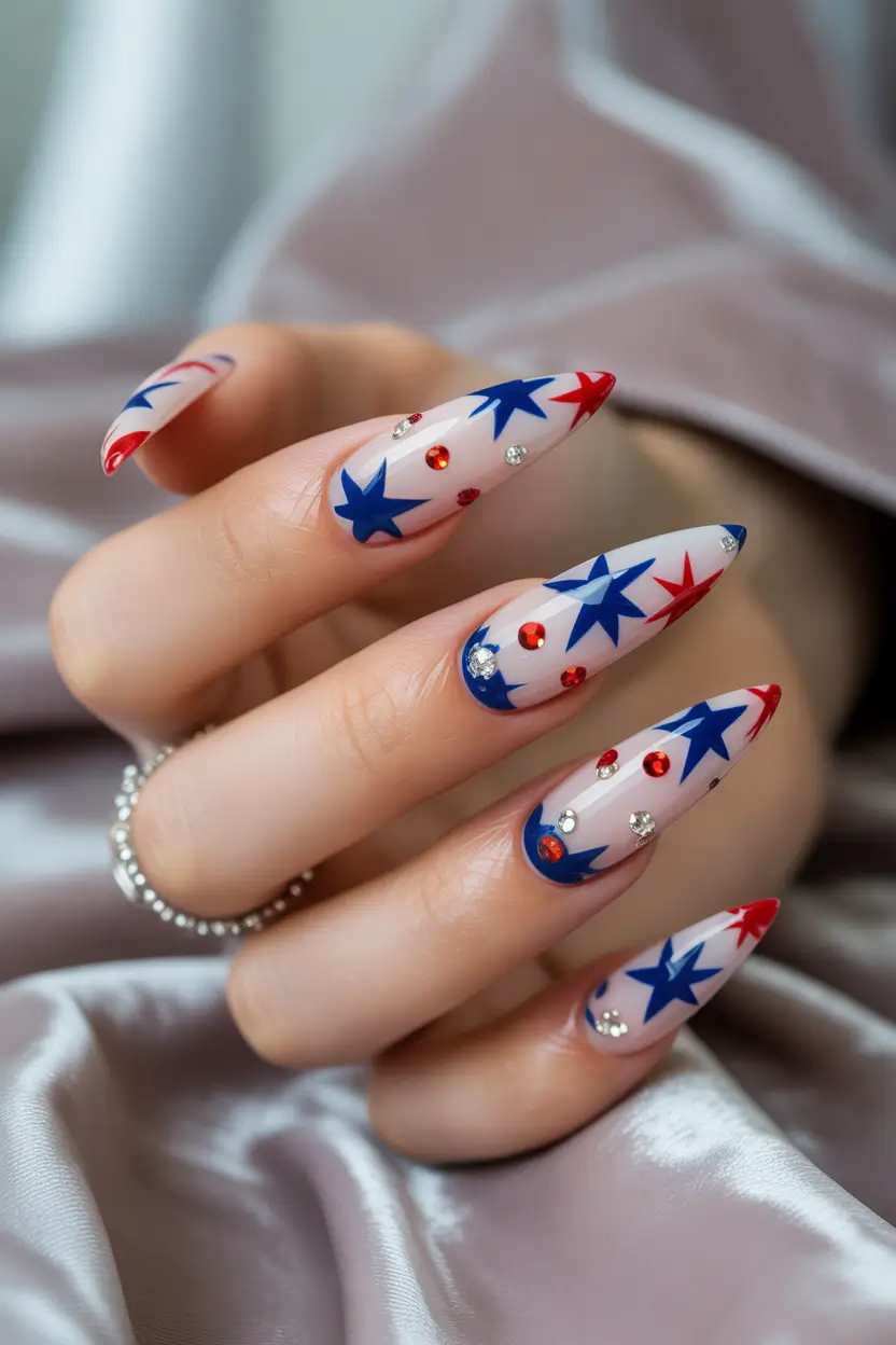 July 2025 Nails You’ll Want to Copy Stars Sparkle and That Firework Energy