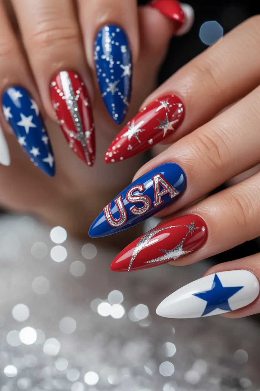 July 2025 Nails You’ll Want to Copy Fireworks in a Bottle Metallic and Majestic