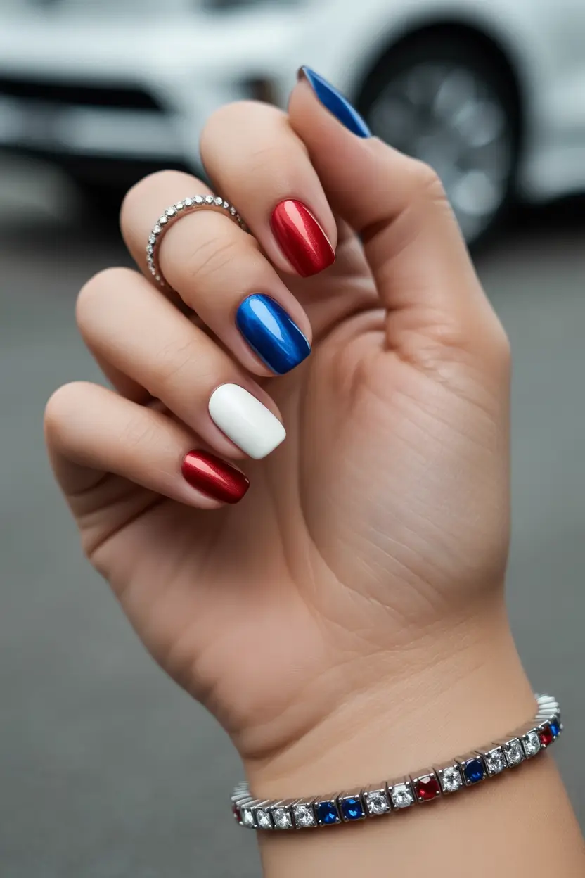 July 2025 Nails You’ll Want to Copy Bold Simple and Striking in Red White and Blue