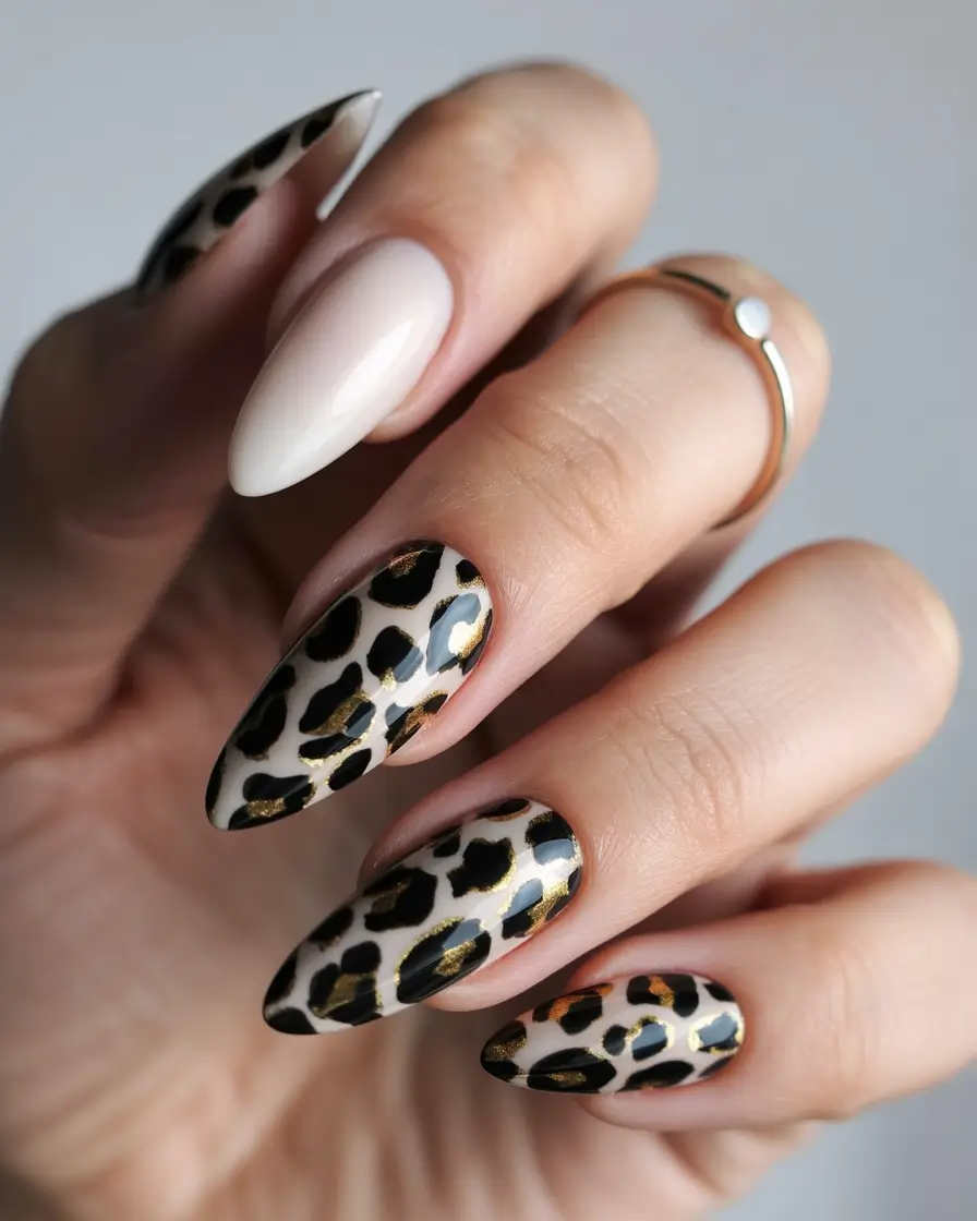 August Nails Color Chic Leopard with a Touch of Gold