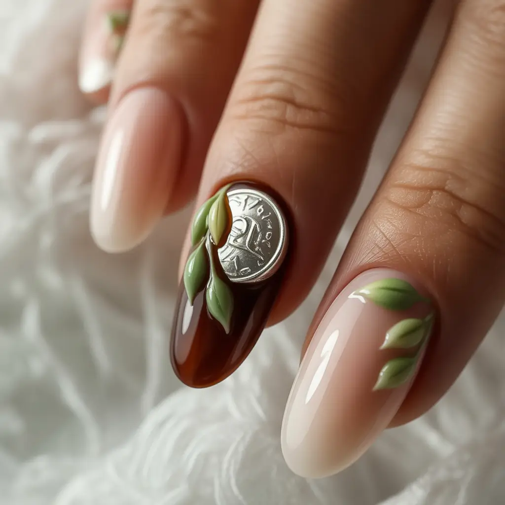 August Nails Color Botanical 3D with Vintage Flair
