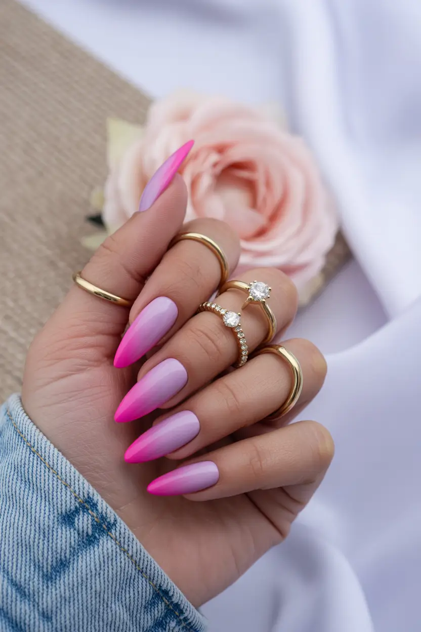 August-nails-color-Gradient-Barbiecore