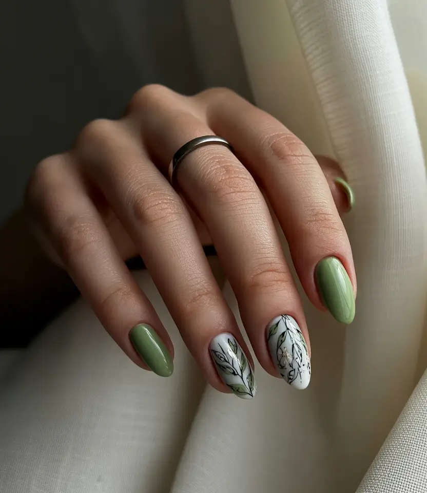 Green-nail-trends-2025-Botanical