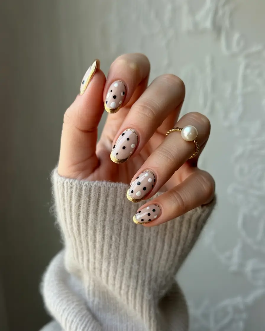 August Nails Color Vintage Dots with a Gilded Twist