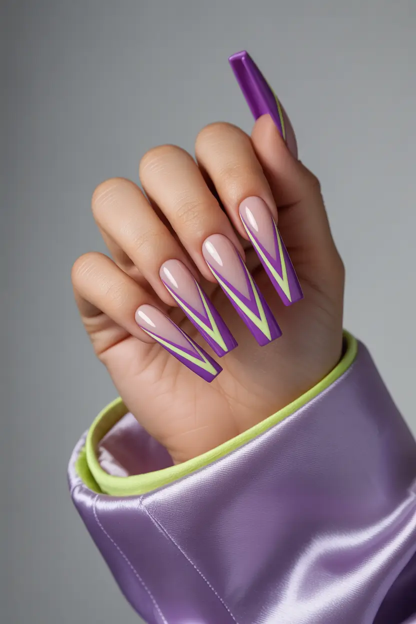 Acrylic-square-neon-Nail-Ideas-Neon-Chevron-Drama