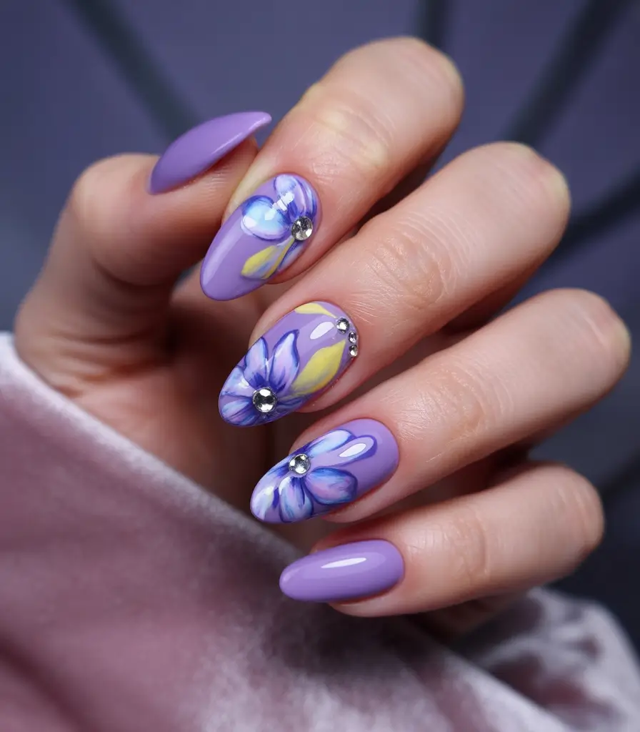 3d-purple-floral-nails-Whimsical-Lavender-Blooms