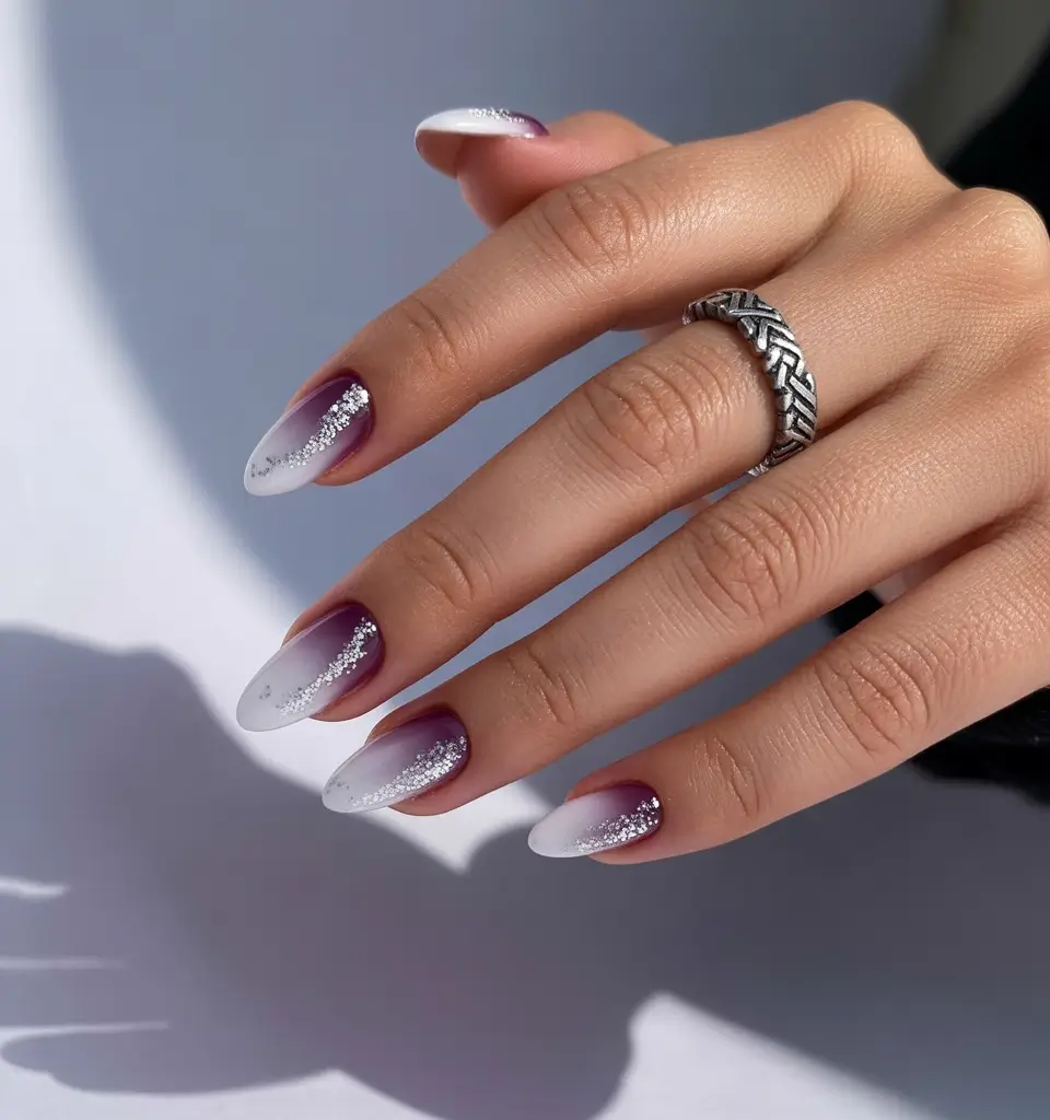 Short-almond-ombre-purple-Twilight-Glimmer-Gradient