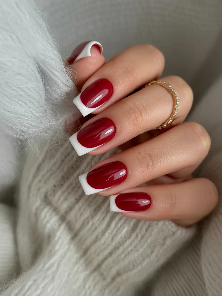 Red Summer Nails That Pop in 2025+Reverse French with Bold Red Wine