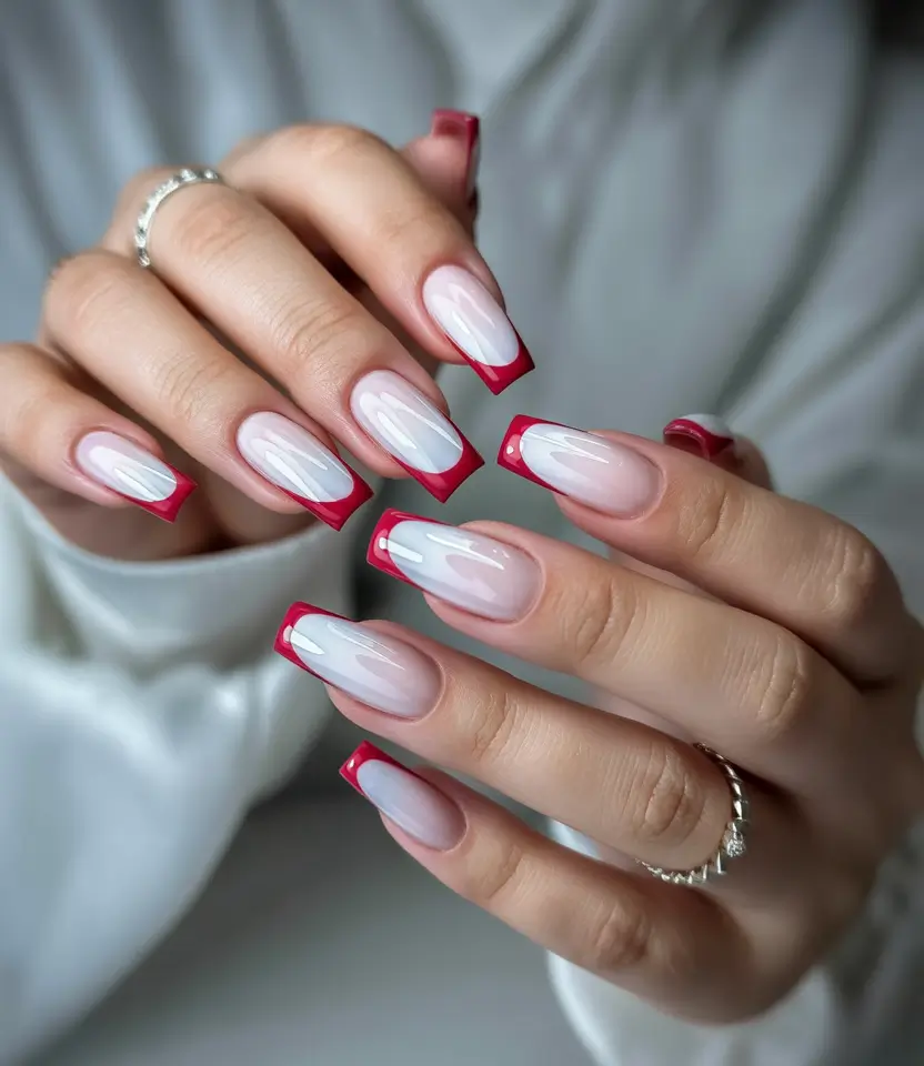 Red Summer Nails That Pop in 2025 Cherry French Twist Meets Glazed Shine