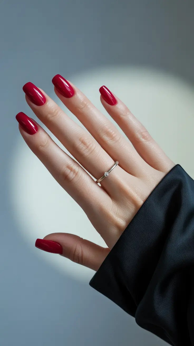 Red Summer Nails That Pop in 2025+Classic Crimson with Square Confidence