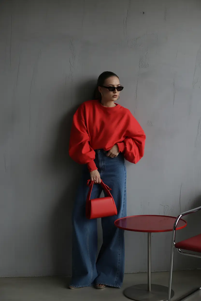summer to fall transition outfits Red and Denim, but Make It Fashion