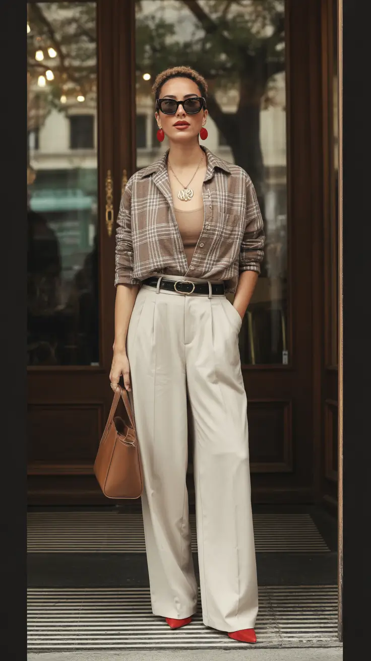 summer to fall transition outfits Polished Neutrals with a Pop