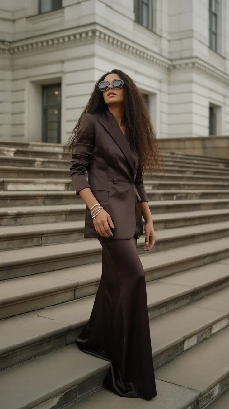 summer to fall transition outfits Monochrome Silk Elegance with a Twist