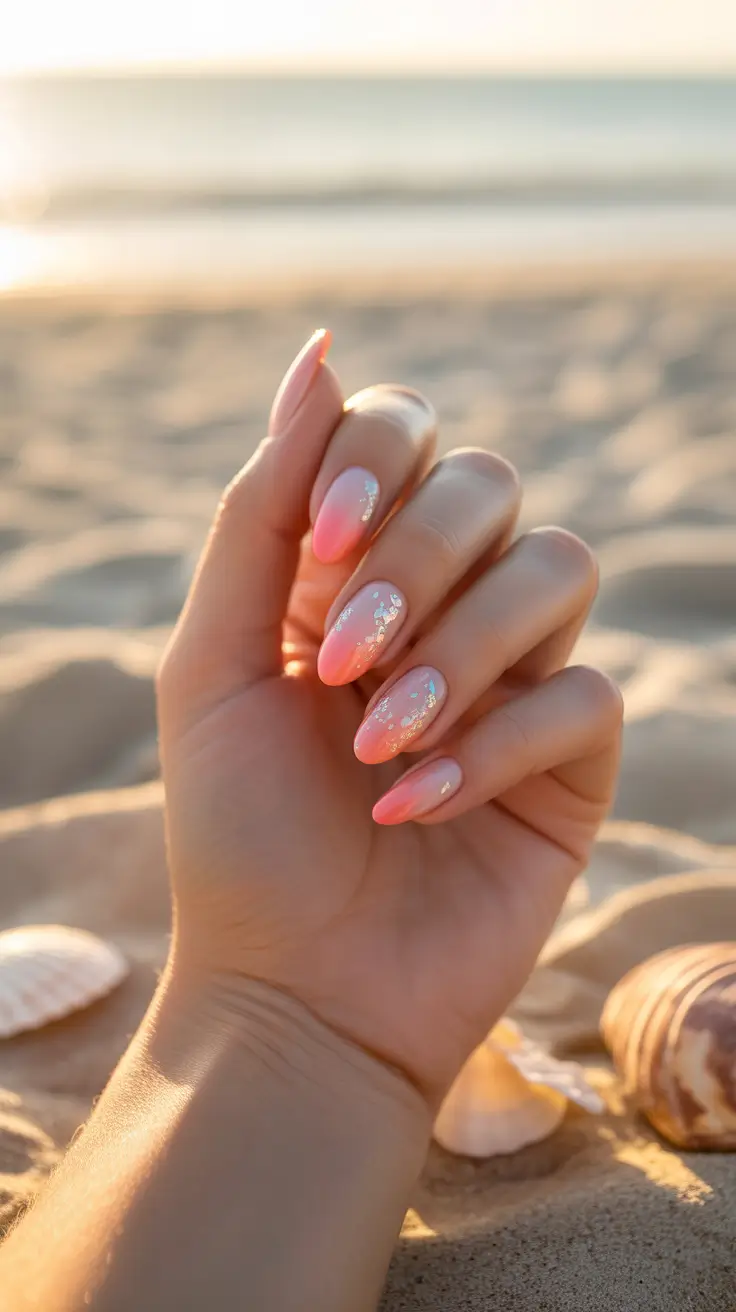 Sunset Gradient Nails to Glow in 2025 Soft Shimmer at Sunset