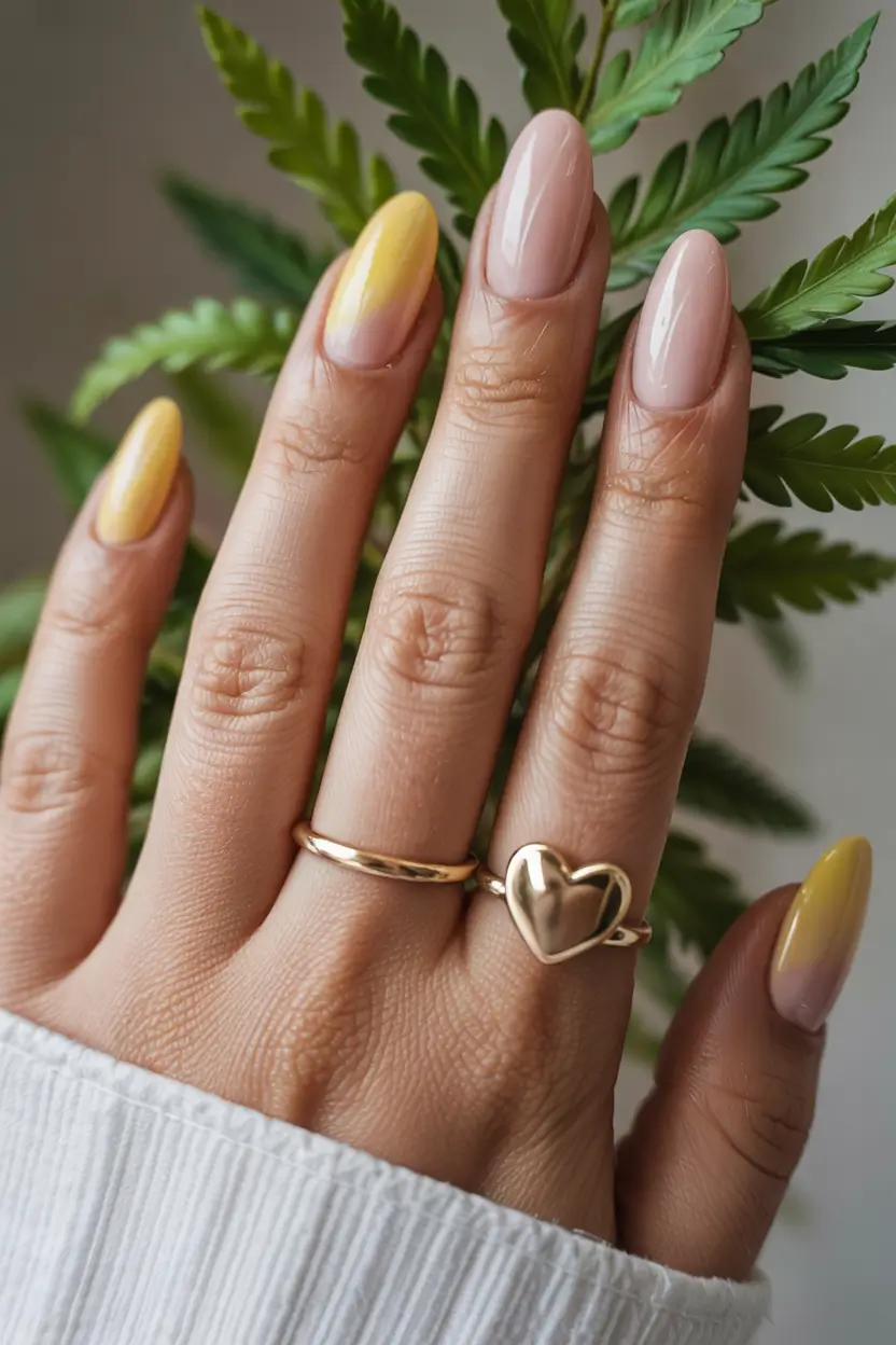 Sunset Gradient Nails to Glow in 2025 Lemon Sorbet Chrome Fade
