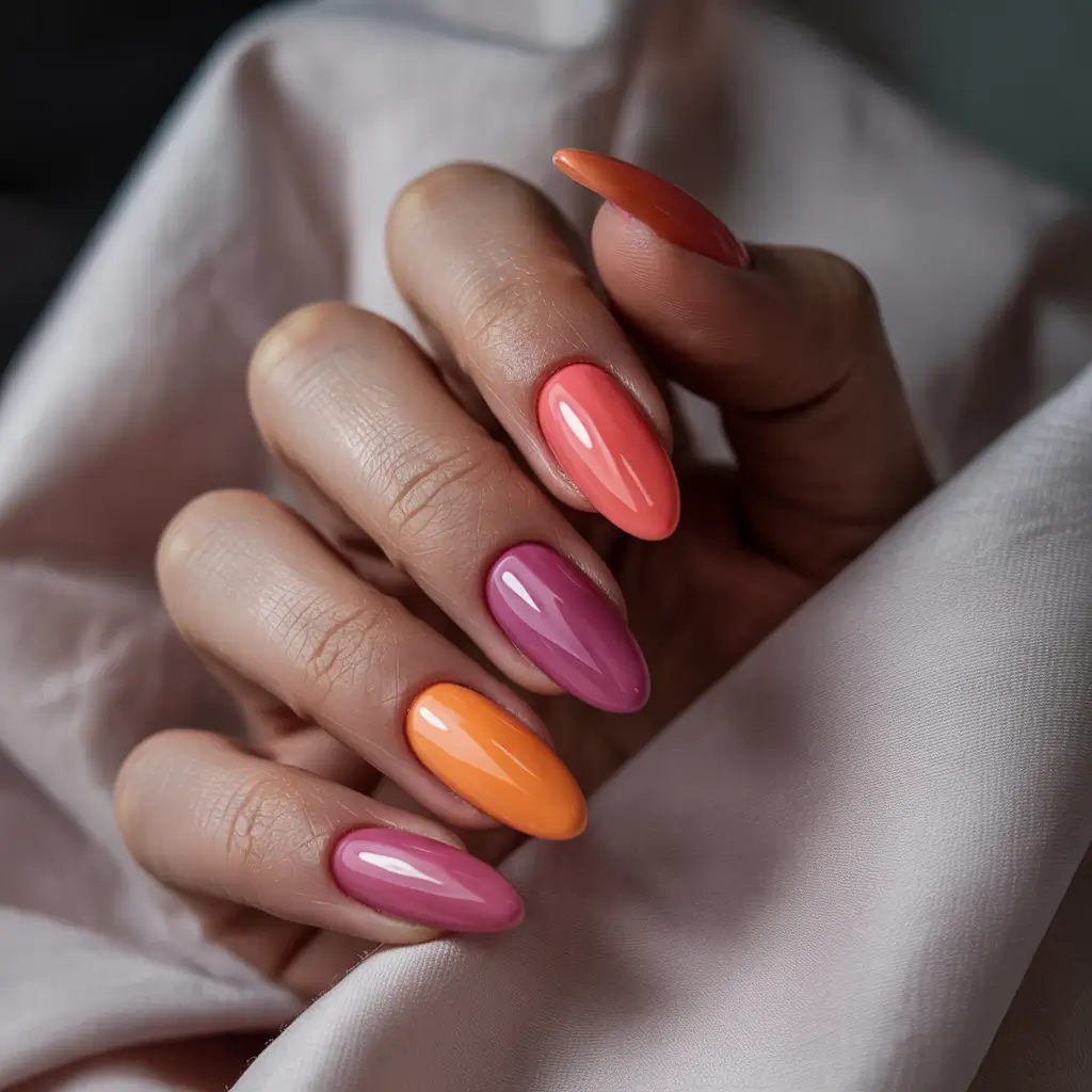 Sunset Gradient Nails to Glow in 2025 Aura Kissed Color Harmony