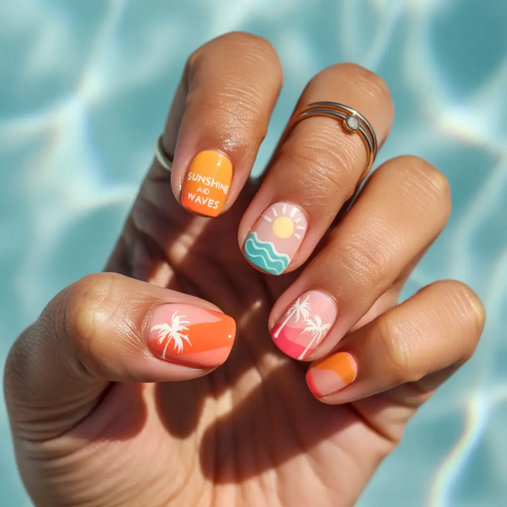 Sunset Gradient Nails to Glow in 2025 Playful Hawaiian Minis