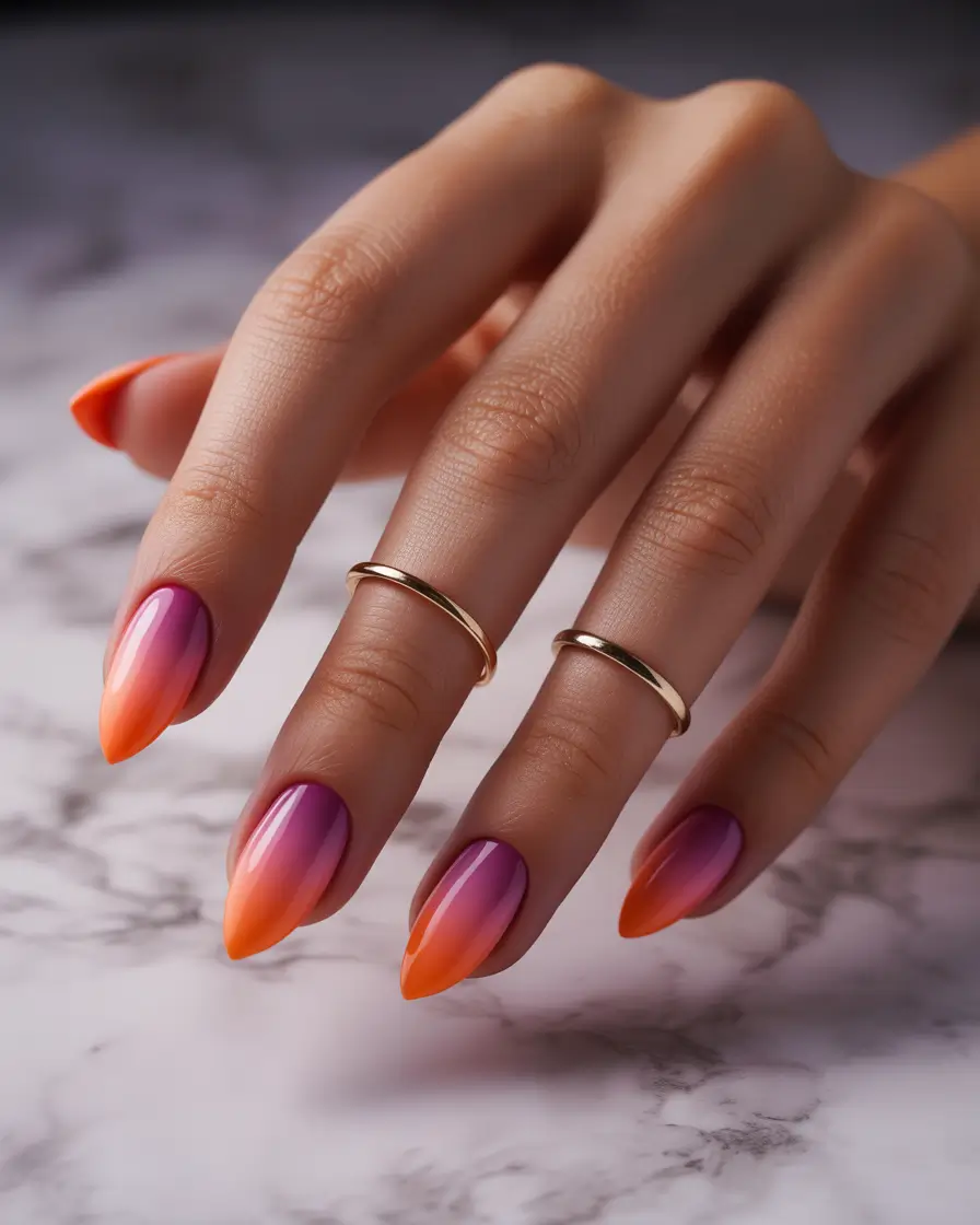 Sunset Gradient Nails to Glow in 2025 Sun-Drenched Violets