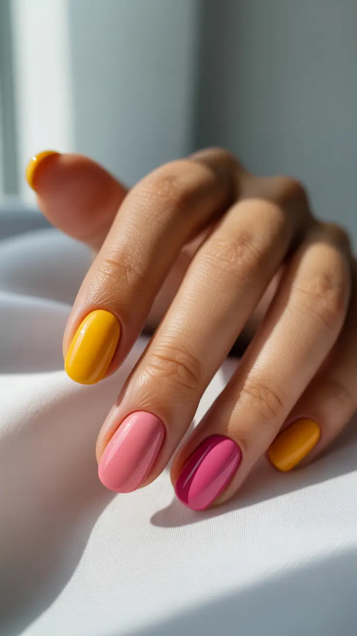 Sunset Gradient Nails to Glow in 2025 Primary Pop Paradise