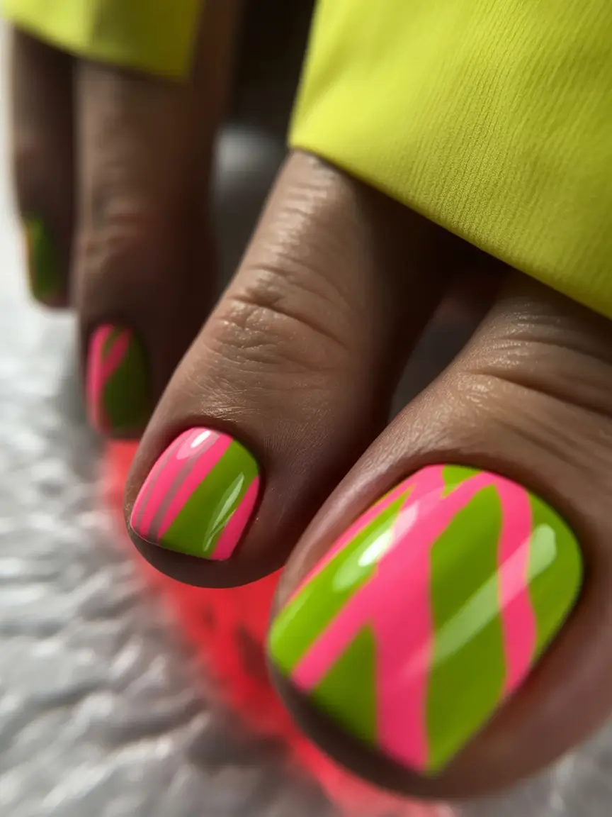Toe Nail Art & Color Ideas for August 2025+Electric Jungle Pop