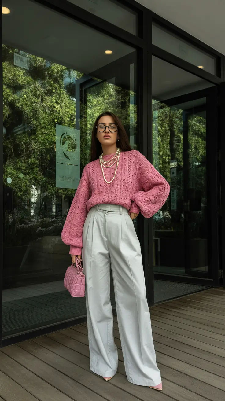 fall fashion trends for women Pink Statement Sweater & Satin Energy