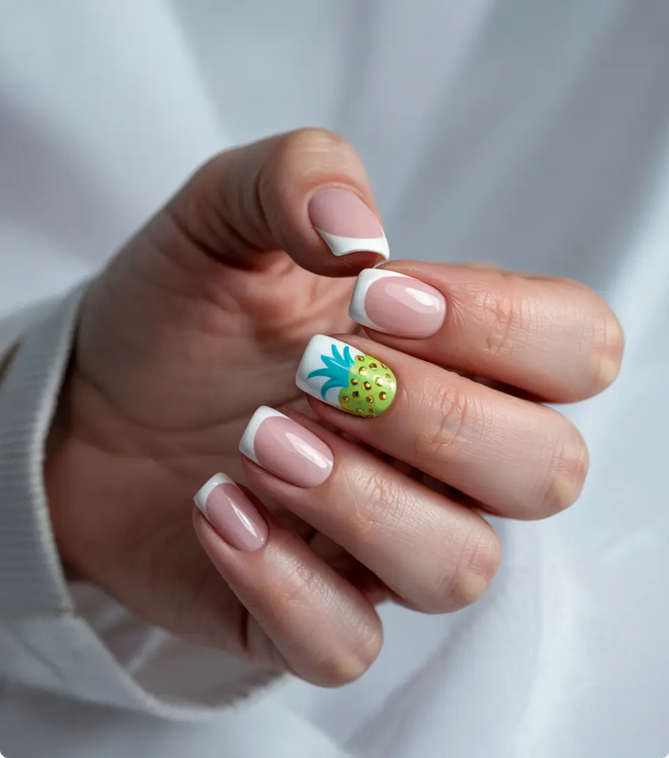 Tropical Fruit Nail Ideas for Summer 2025 French Tip Meets Juicy Pineapple
