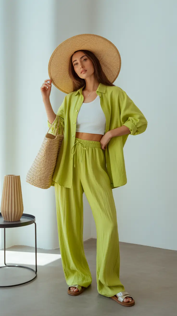 August outfits Chartreuse Chill Set