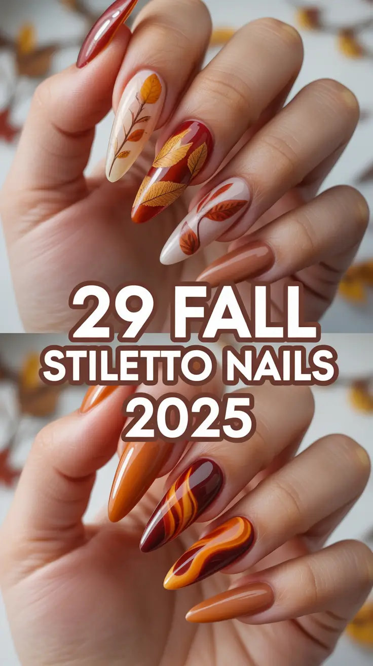 Fall Stiletto Nails 2025: Trendy Designs, Cute Ideas & Color Inspo for the Season