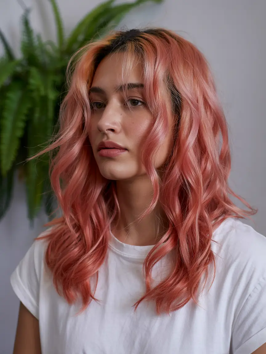 Fall Hair Colors for Warm Skin Tones+Soft Peach Sorbet Waves