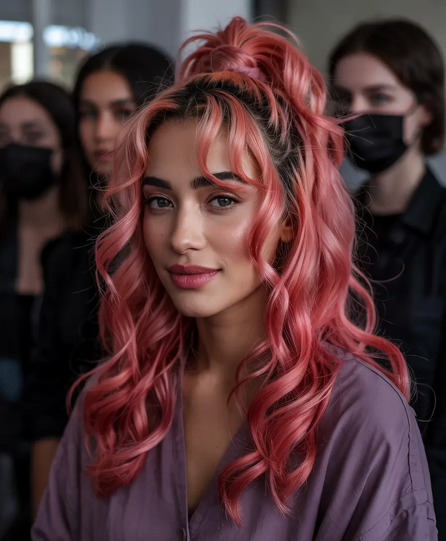 Fall Hair Colors for Warm Skin Tones+Peachy Ponytail with Soft Face Ribbons